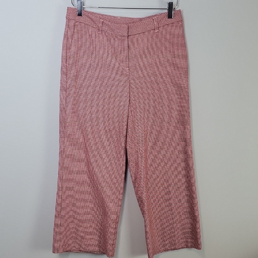 J Jill wide leg crop pants cherry red gingham houndstooth